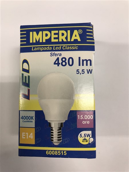 LAMPADE LED E14 SFERA LUCE FREDDA 6W