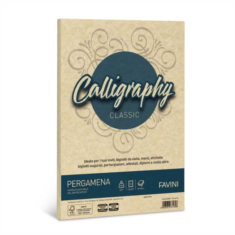 CALLIGRAPHY PERGAMENA FG.50 A4 GR.190 CREMA