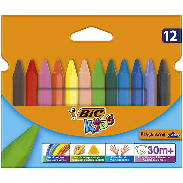 PASTELLI BIC PLASTIDECOR TRIANGLE PUNTA GROSSA x12