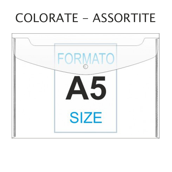 BUSTE CON BOTTONE 15x21 TRASPARENTI COLORATE PZ.6