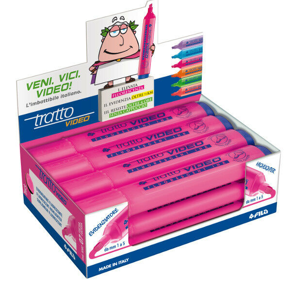 EVIDENZIATORI TRATTO VIDEO FUCSIA PZ 12 EVIDENZIATORI TRATTO VIDEO FUCSIA PZ 12