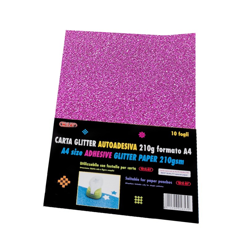 CARTA GLITTER A4 FG.10 ADESIVA FUCSIA