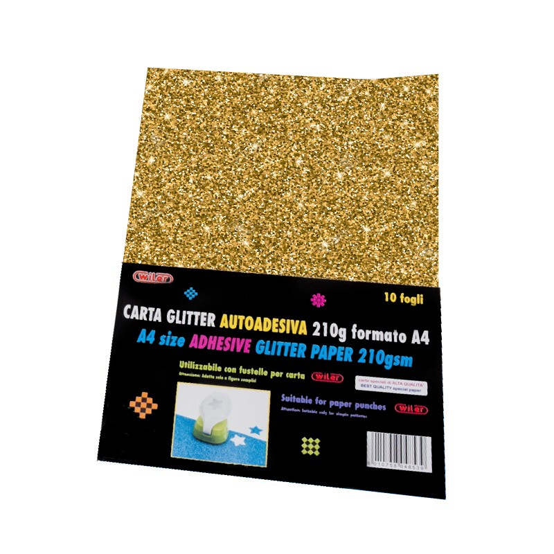 CARTA GLITTER A4 FG.10 ADESIVA ORO