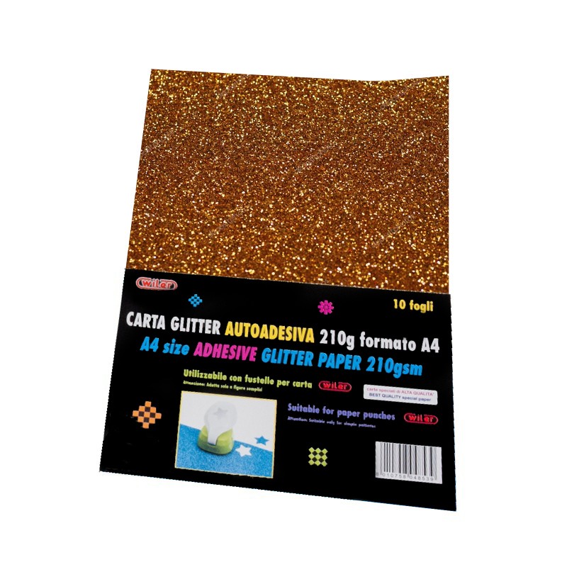 CARTA GLITTER A4 FG.10 ADESIVA BRONZO