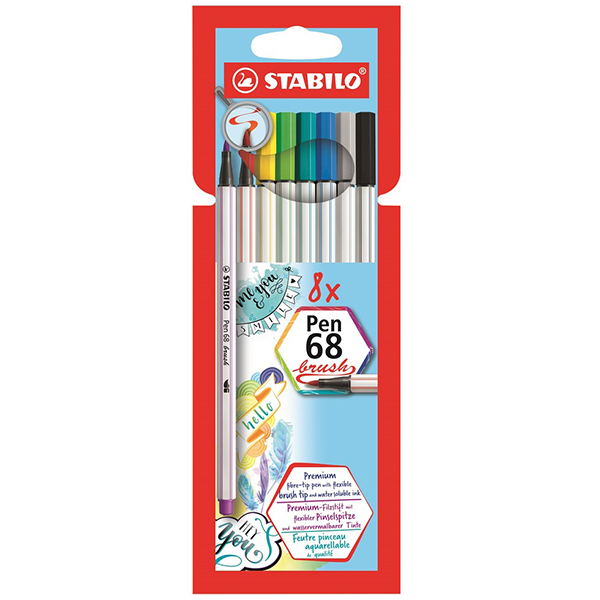 PENNARELLI STABILO POINT 68 BRUSH IN CARTONE PZ 8