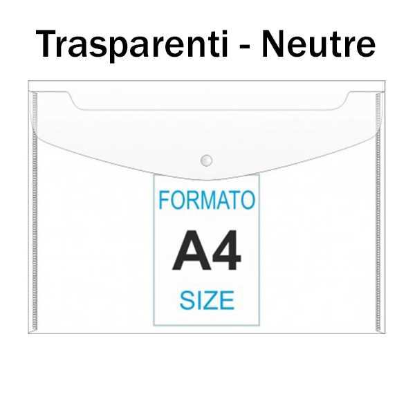 BUSTE CON BOTTONE 22x32 TRASPARENTI NEUTRE PZ.10