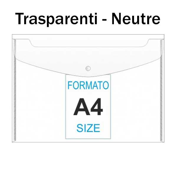 BUSTE CON BOTTONE 22x32 TRASPARENTI NEUTRE PZ.12