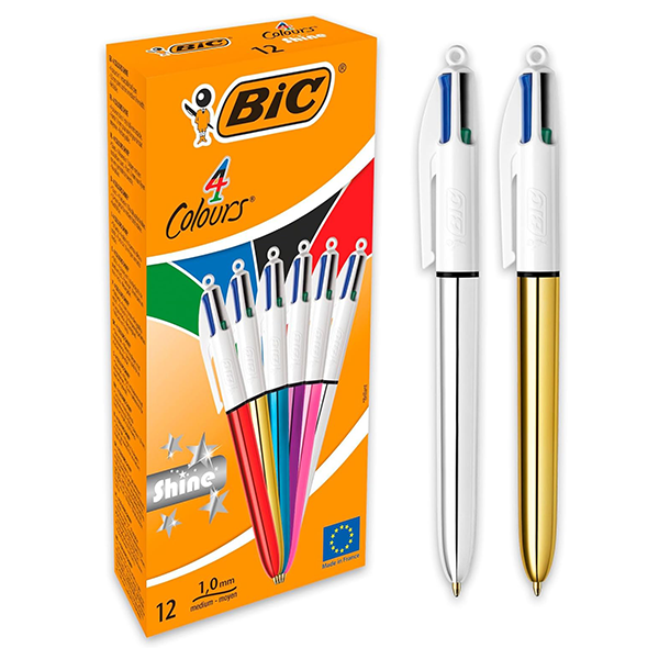 BIRO BIC 4 COLORI SHINE PZ 12