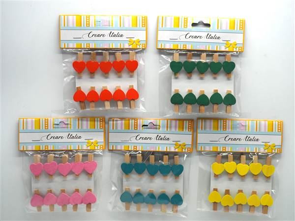 MOLLETTE IN LEGNO CON CUORI 3,5cm PZ.10