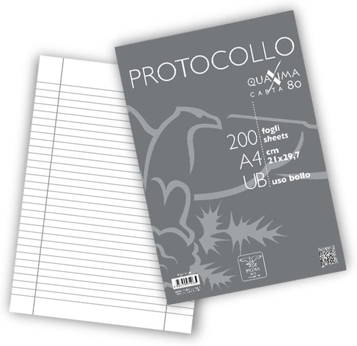 CARTA PROTOCOLLO A4 fg.200 USO BOLLO GR.80 PIGNA