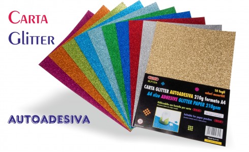 CARTA GLITTER A4 FG.10 ADESIVA ASSORTITO